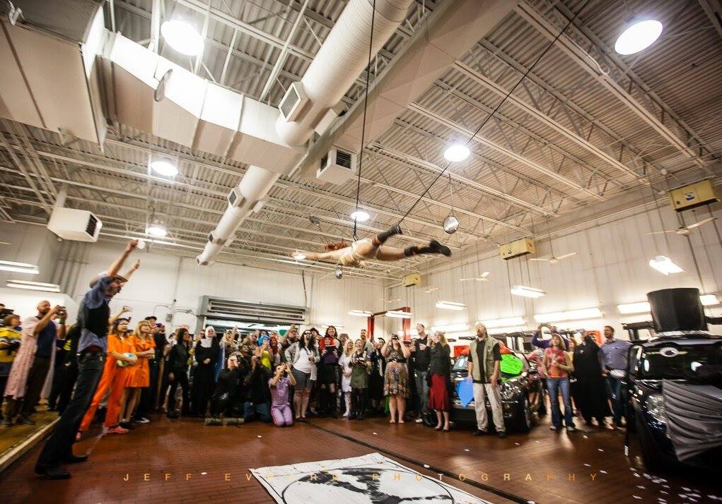 Flying high as Maude for a Big Lebowski themed event.
Photo by Jeff Evrard